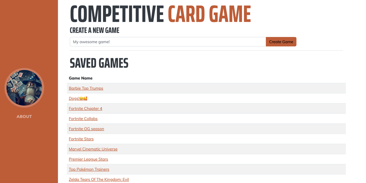 Competitive Card Game — user-generated top trumps style cards
